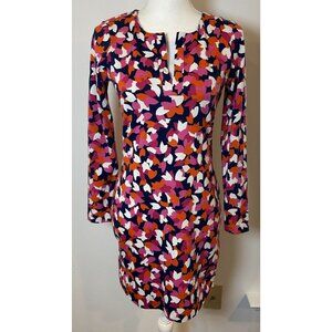 Diane von Furstenberg Dress Sheath Long Sleeve Cotton Silk Pink Red Navy 4